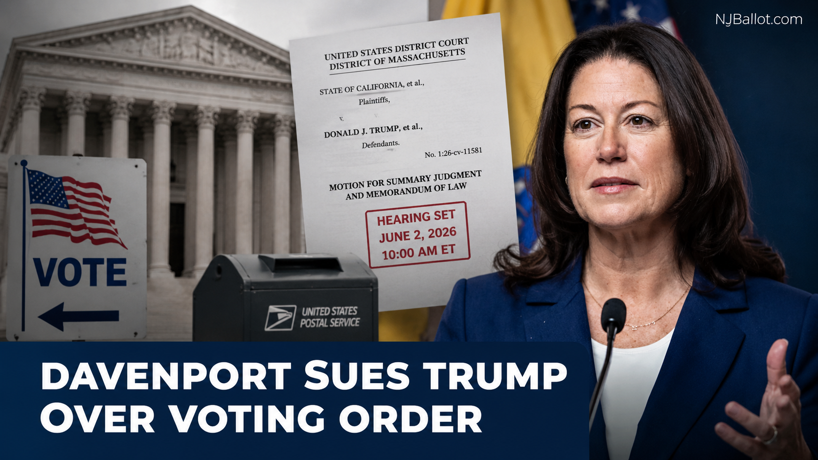 Davenport Sues Trump as NJ Primary Opens — Federal Hearing Set for Election Day