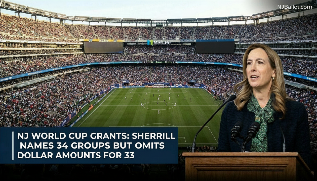 NJ World Cup Grants: Sherrill Names 34 Groups But Omits Dollar Amounts for 33