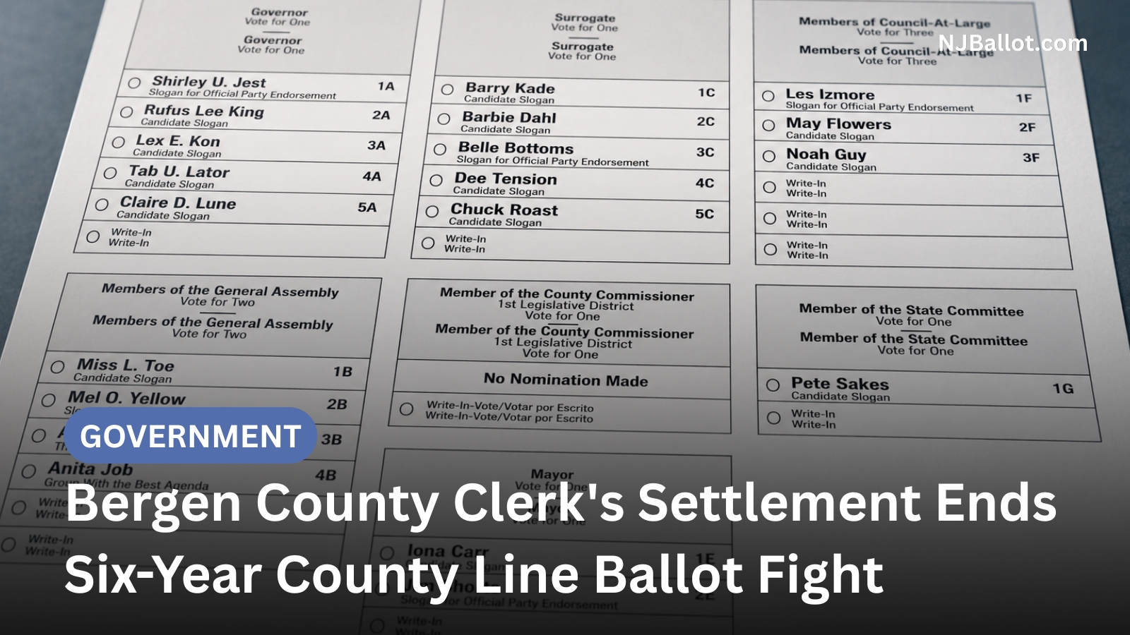 Bergen County Clerk's Settlement Ends Six-Year County Line Ballot Fight