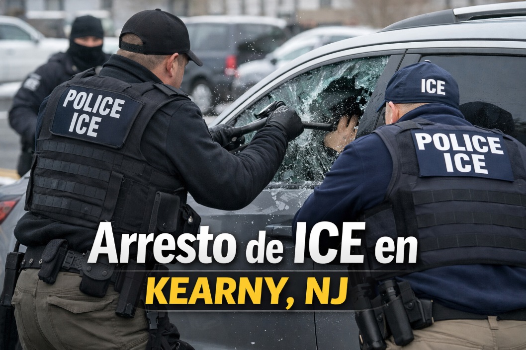Video viral muestra a agentes de ICE rompiendo la ventana de un vehículo durante un arresto en Kearny, NJ